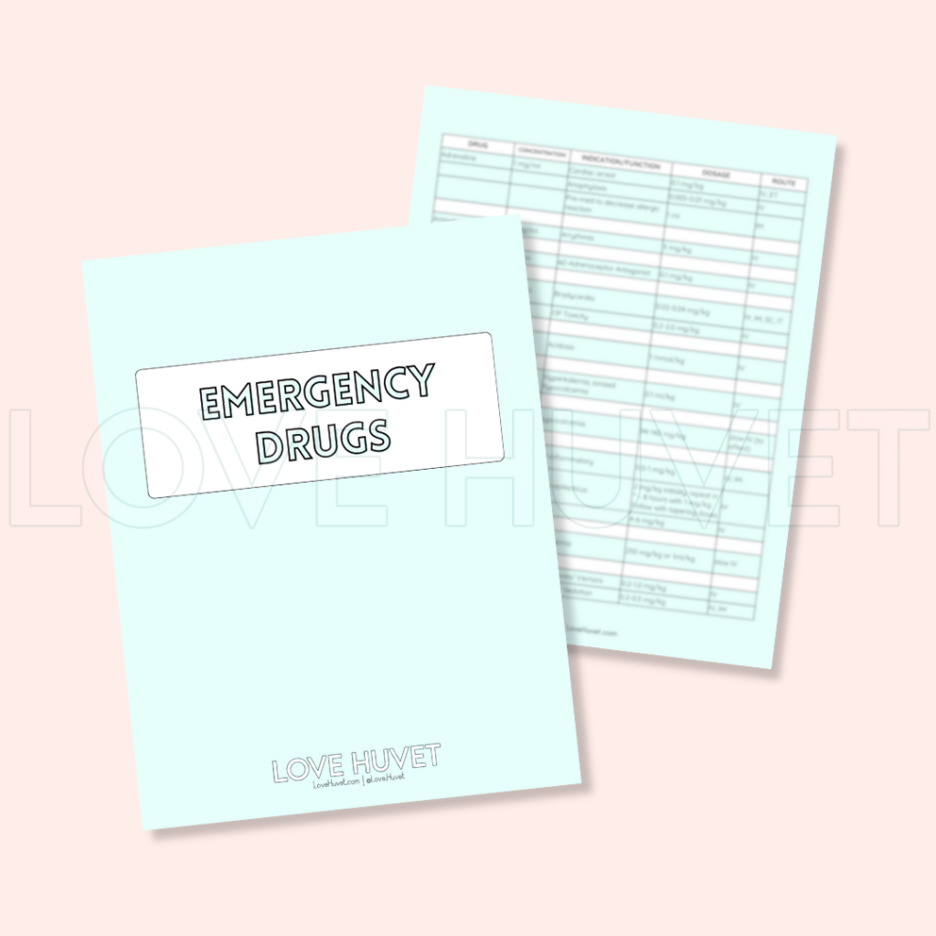 Emergency Drugs Reference Chart (Printable + Digital) | Love Huvet