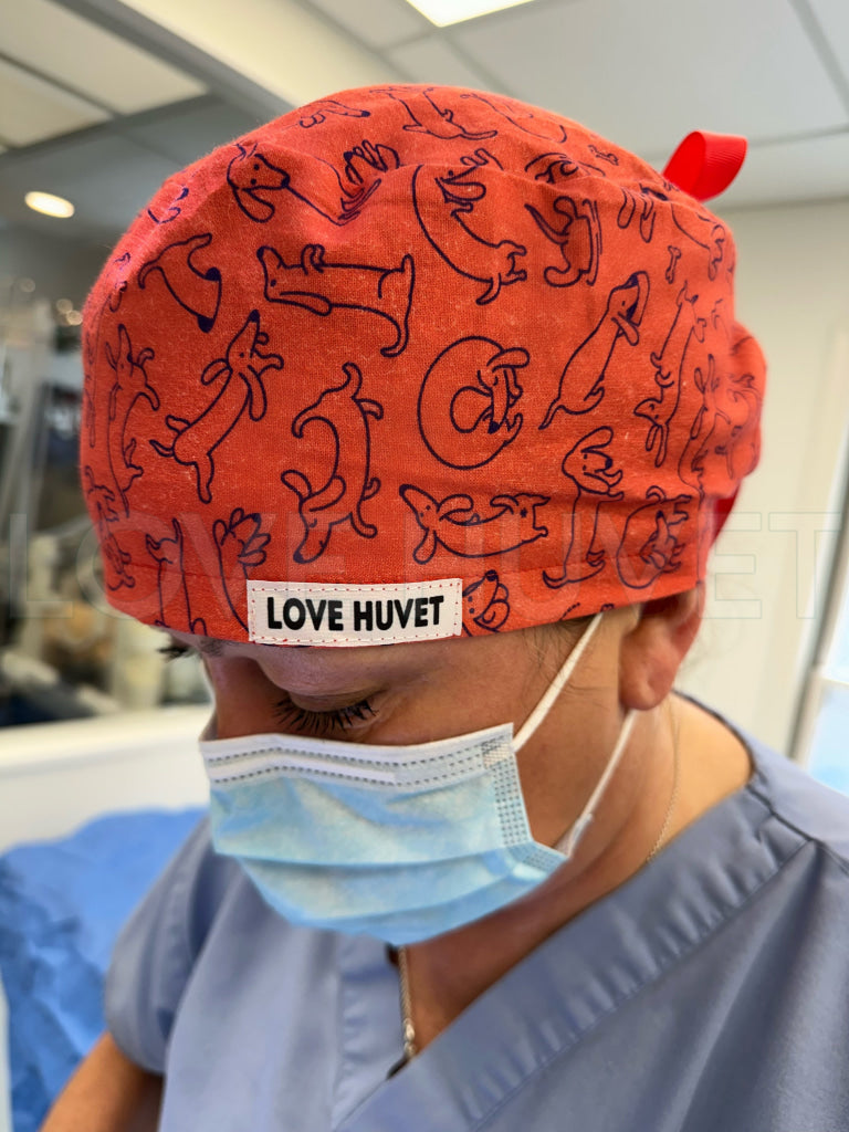 Ponytail Dachshund Doodles Scrub Cap | Love Huvet