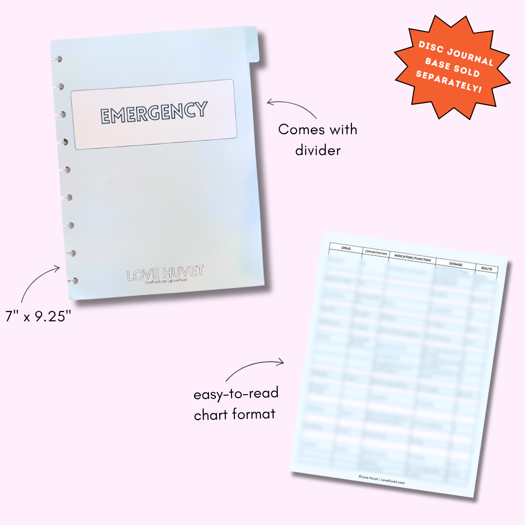 Emergency Drugs Disc Journal Section | Love Huvet