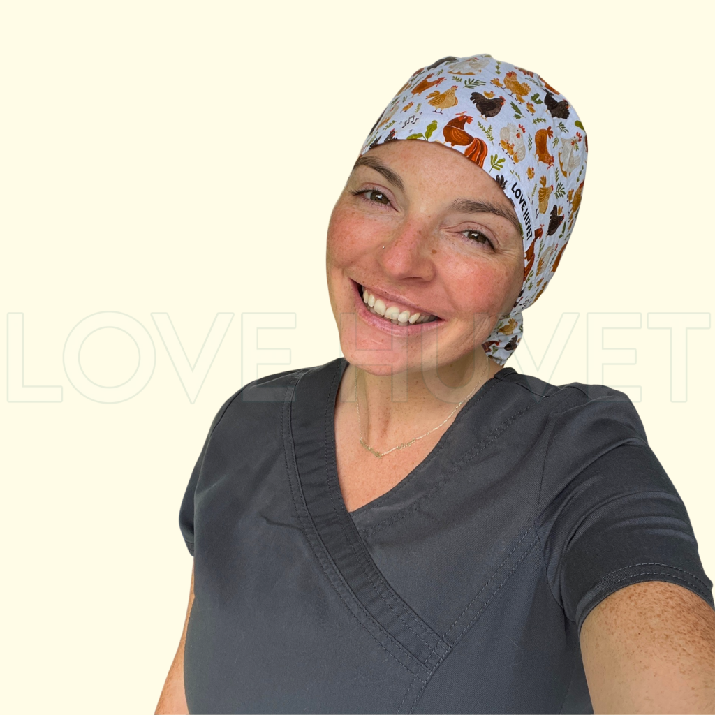 Chickens Cluckin' Away Scrub Cap | Love Huvet