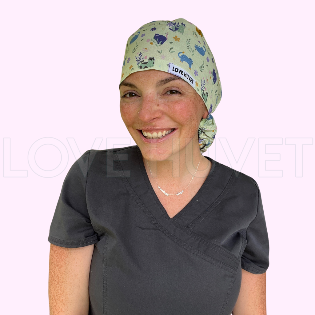 Floral Felines Scrub Cap | Love Huvet