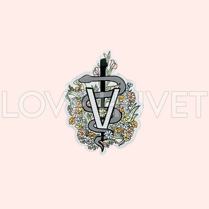 Floral Veterinary Caduceus Charm | Love Huvet