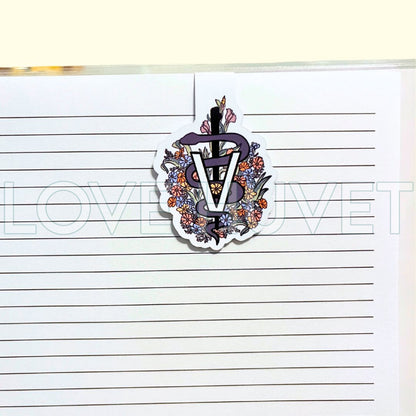 Floral Veterinary Caduceus Magnetic Bookmark | Love Huvet