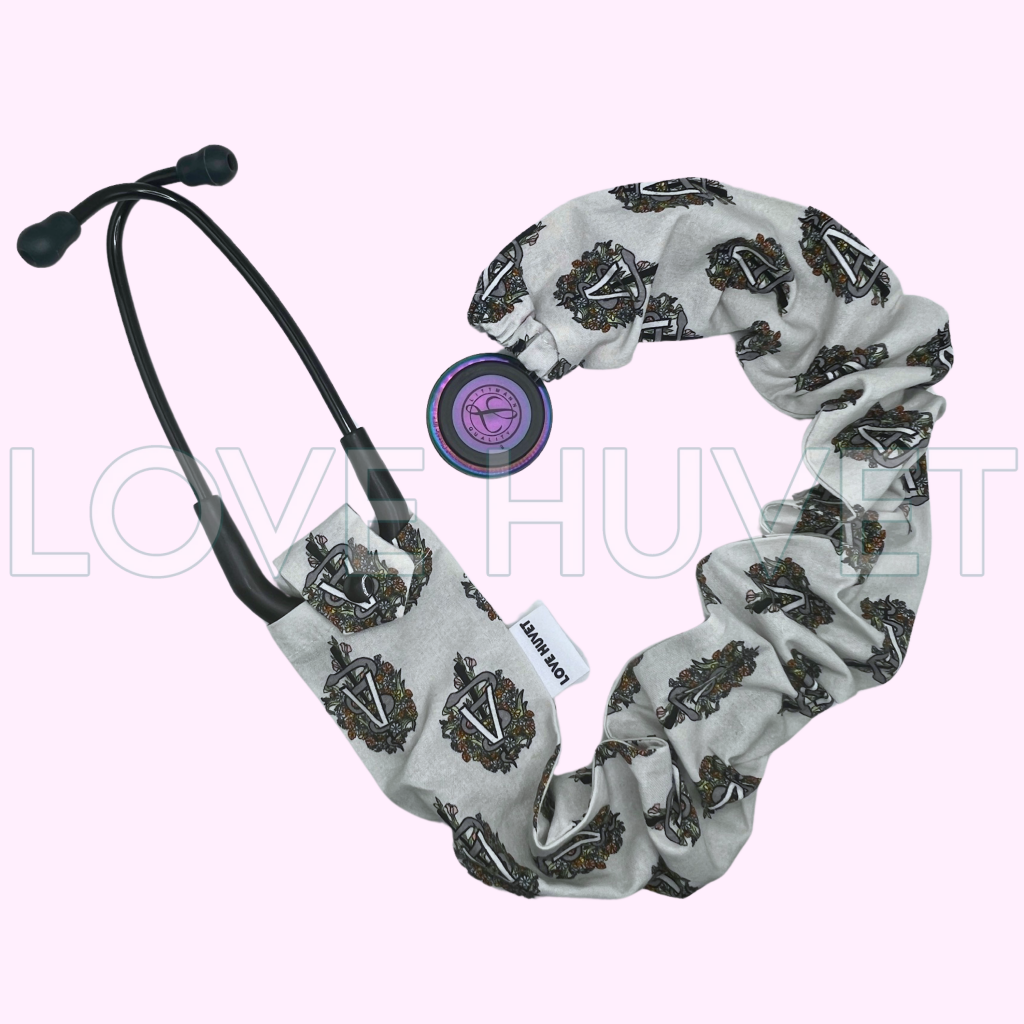 Floral Veterinary Caduceus Stethoscope Cover