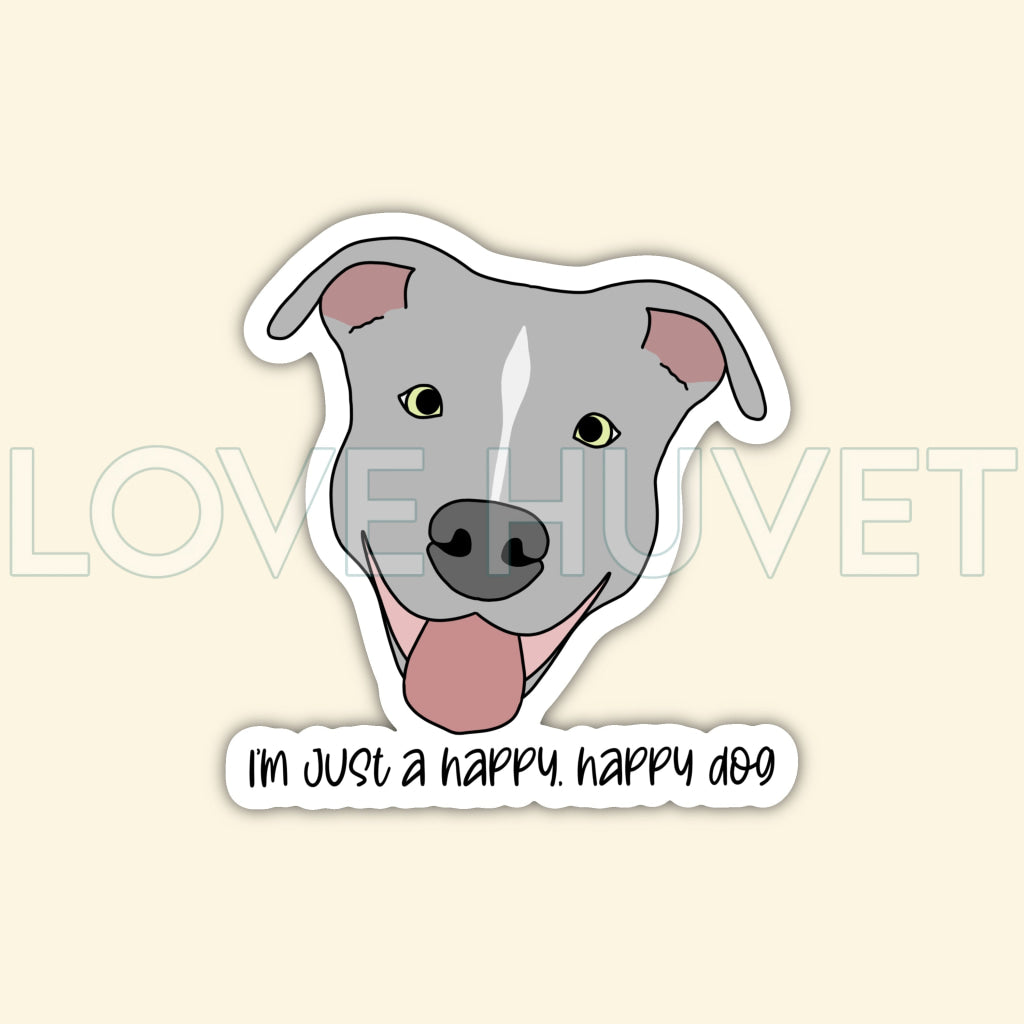 Happy Happy Pittie Sticker | Love Huvet