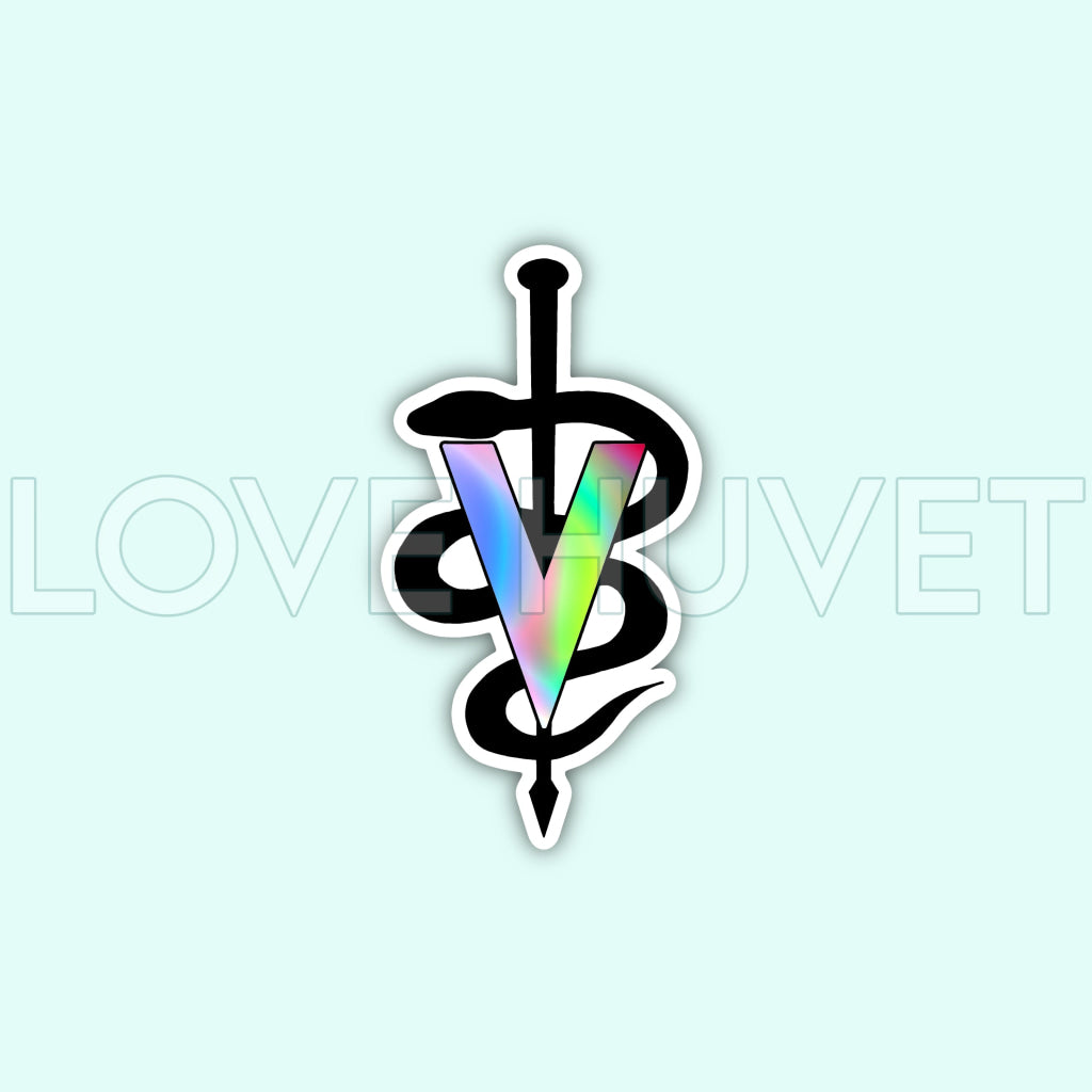 Holographic Veterinary Symbol Sticker | Love Huvet