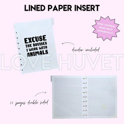 Lined Paper Disc Journal Insert | Love Huvet